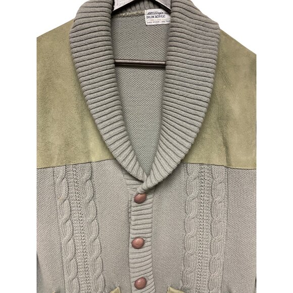 Vintage Orlon Acrylic 100% Virgin Suede Yoke Cardigan Sweater Med Grandpacore - Picture 3 of 8
